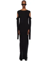 Rick Owens Black Porterville Cape Sleeve Maxi Dress Black