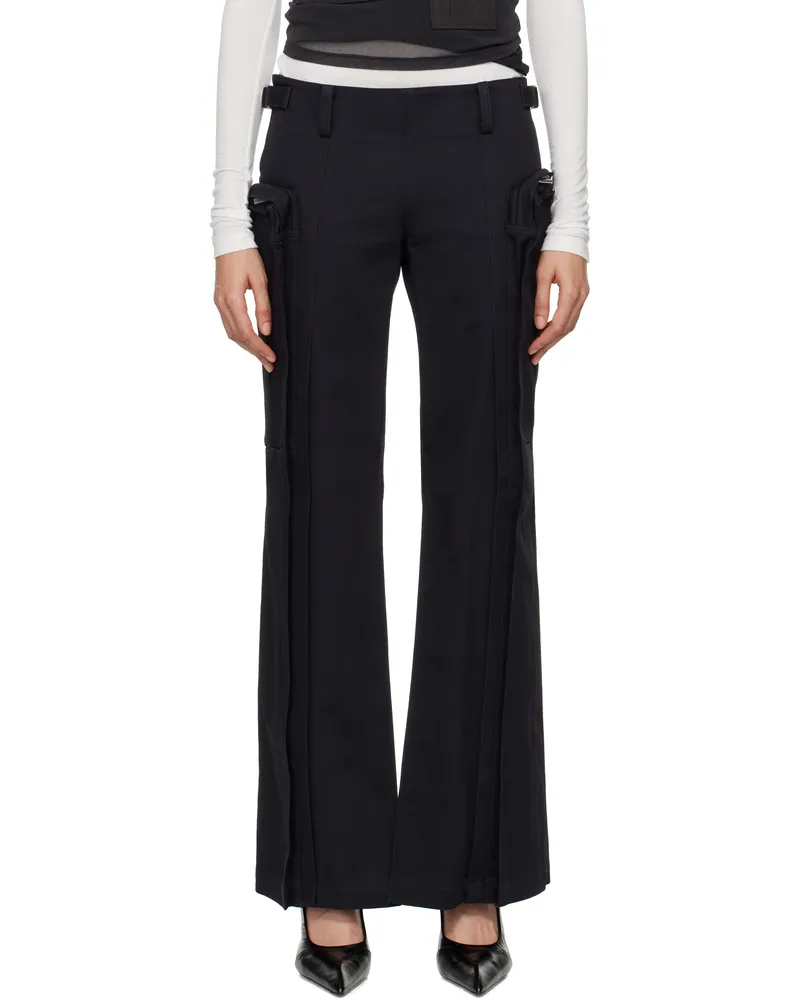 Fax Copy Express Black Vertical Pocket Cargo Pants Black