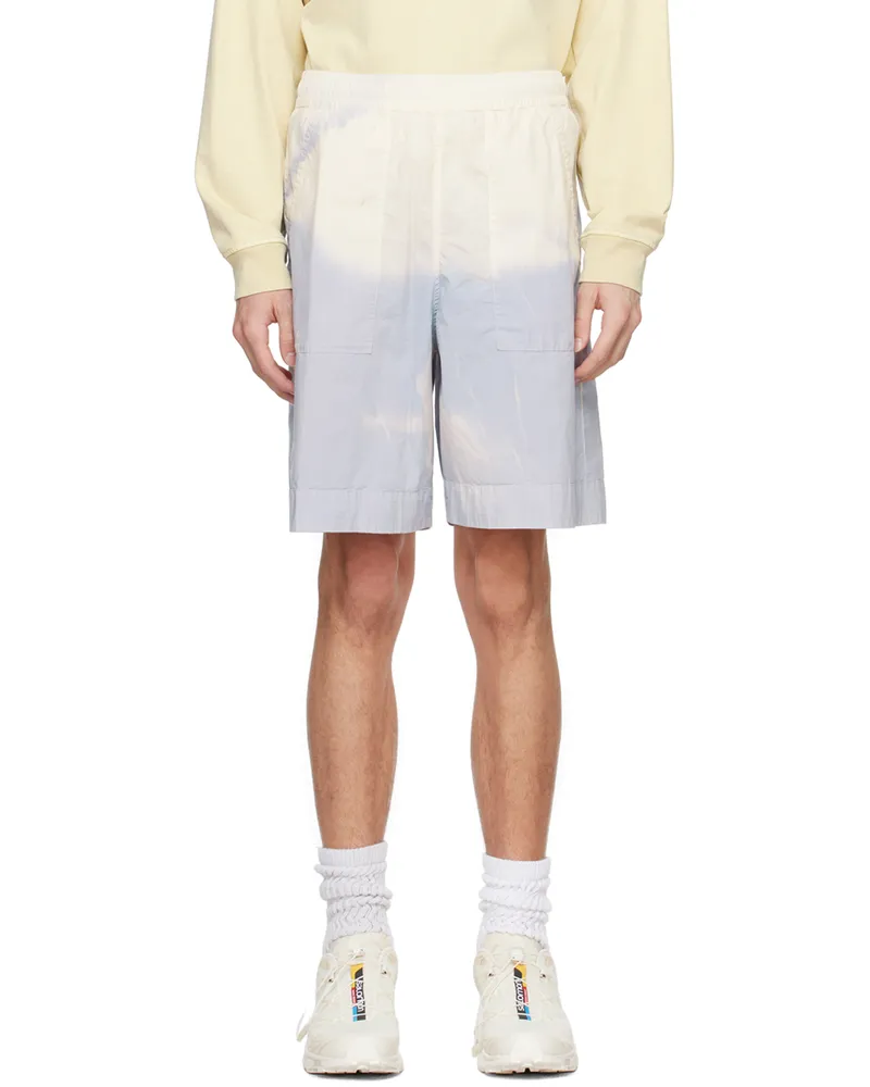 Stone Island Blue & Off-White Graphic Shorts V0040