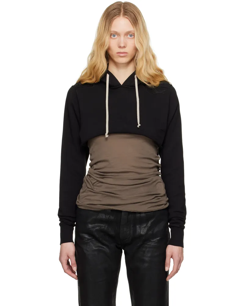 DRKSHDW by Rick Owens Black Hollywood Cropped Hoodie 09