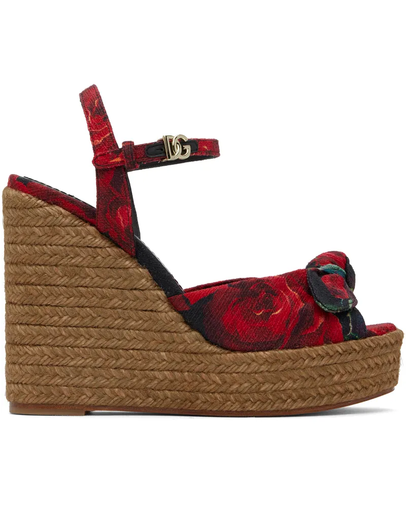 Dolce & Gabbana Red 85 Cava MM Lolita Wedge Heeled Sandals Hn5kq