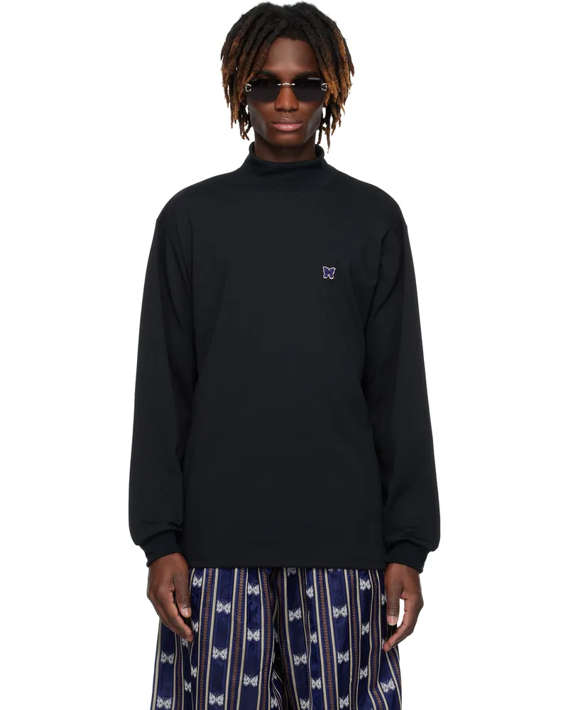 NEEDLES Black Mock Neck T-shirt C-black