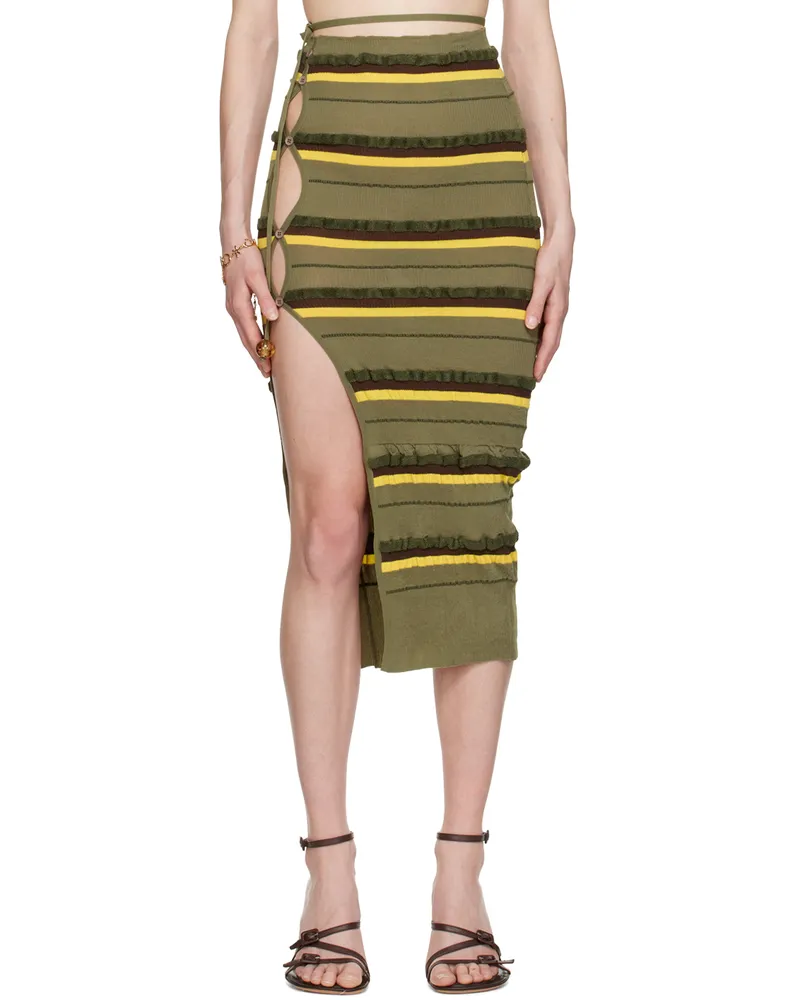Jacquemus Green 'La Jupe Maille Concha' Midi Skirt 590