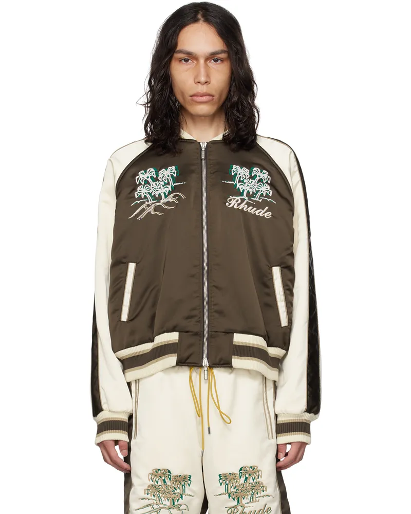 RHUDE Brown Souvenir Bomber Jacket Brown