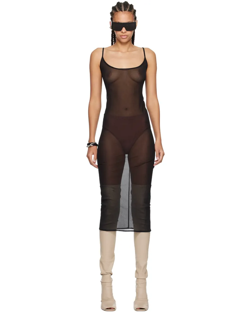 Rick Owens Lilies Black Slip Midi Dress 09