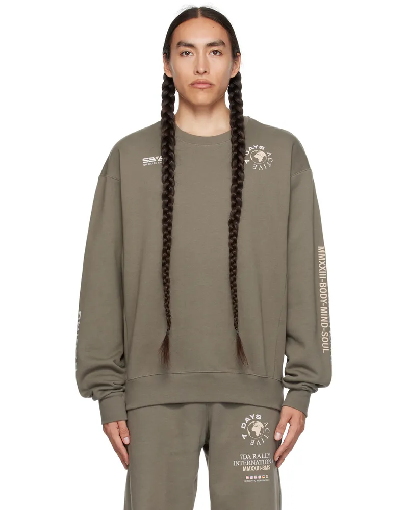 7 DAYS Active Khaki Graphic Sweatshirt 528