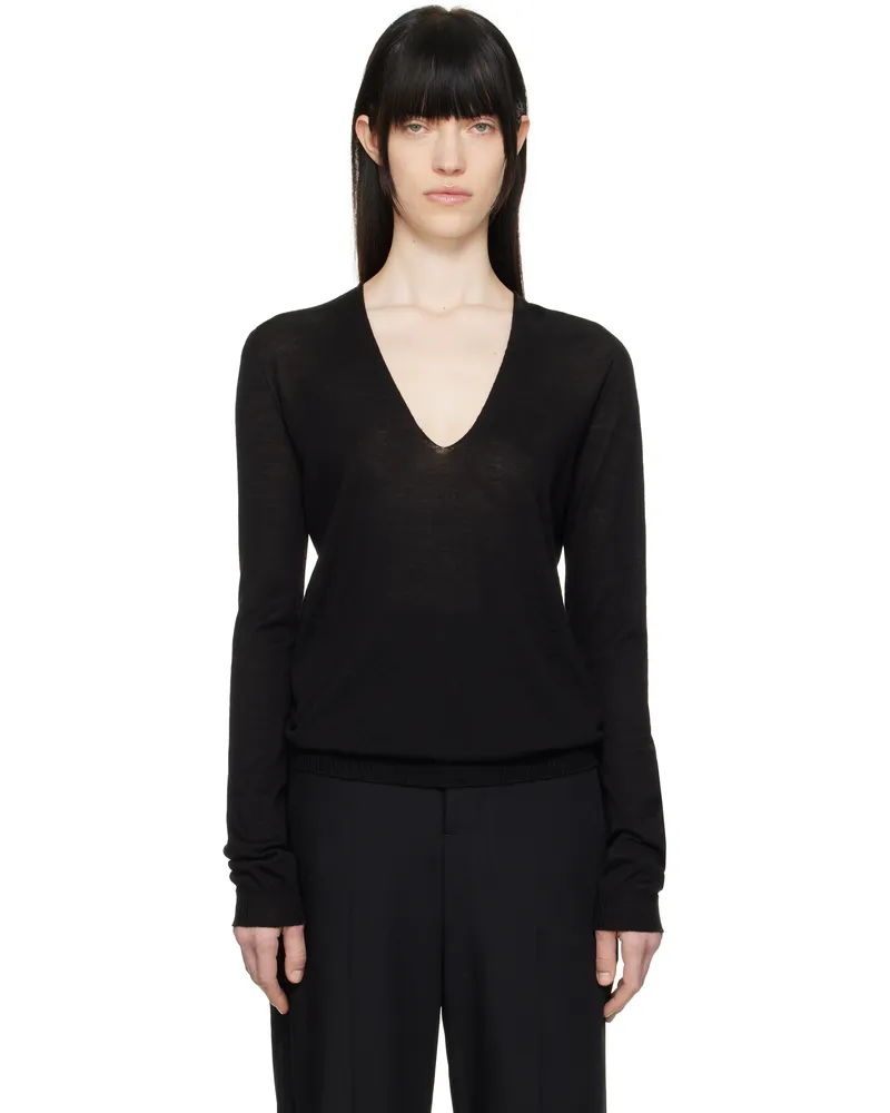 Rick Owens Black Hollywood V Neck Pull Sweater 09