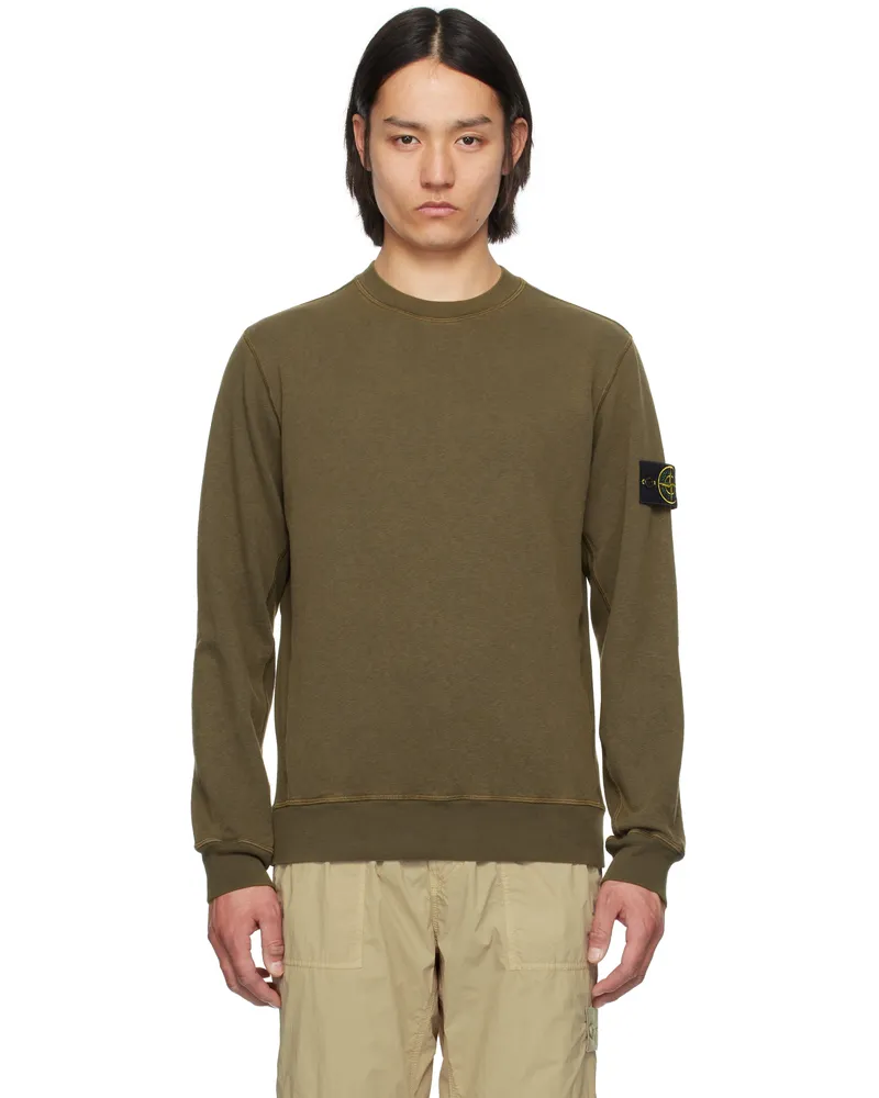 Stone Island Khaki Mafilé Fleece Old Effect Sweatshirt V0154