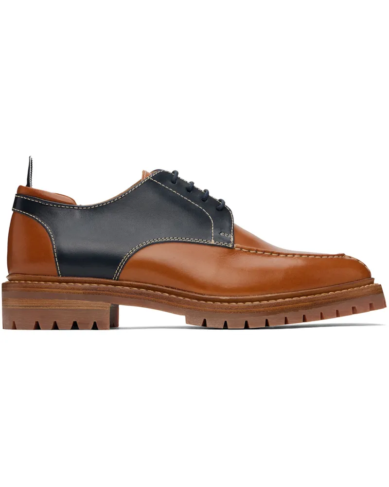 Thom Browne Navy & Tan Apron Stitch Derbys 427