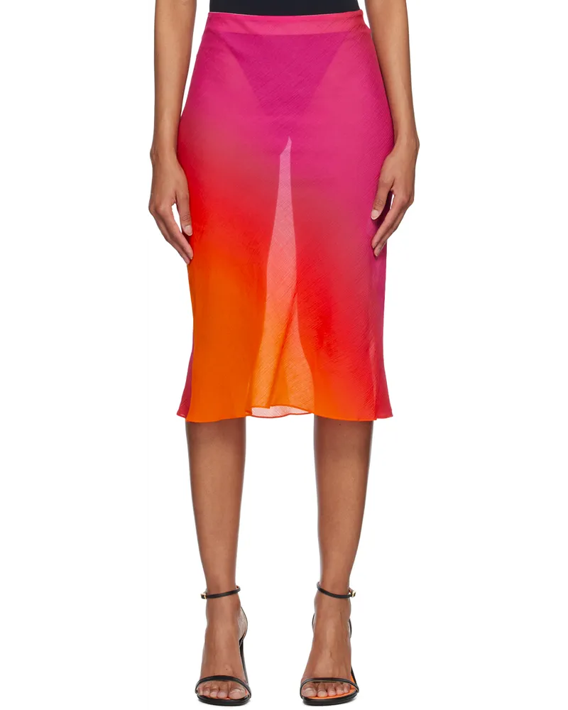 Louisa Ballou Pink Bias-Cut Midi Skirt Hot