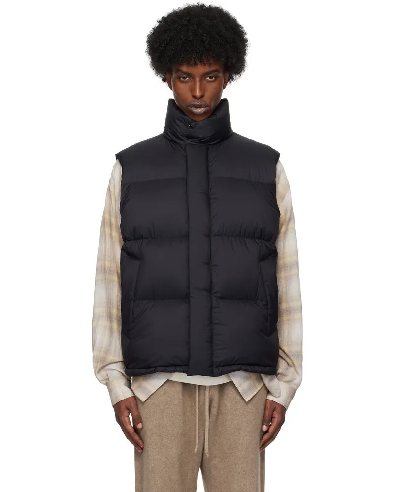 AURALEE Black Super Light Nylon Ripstop Down Vest Black