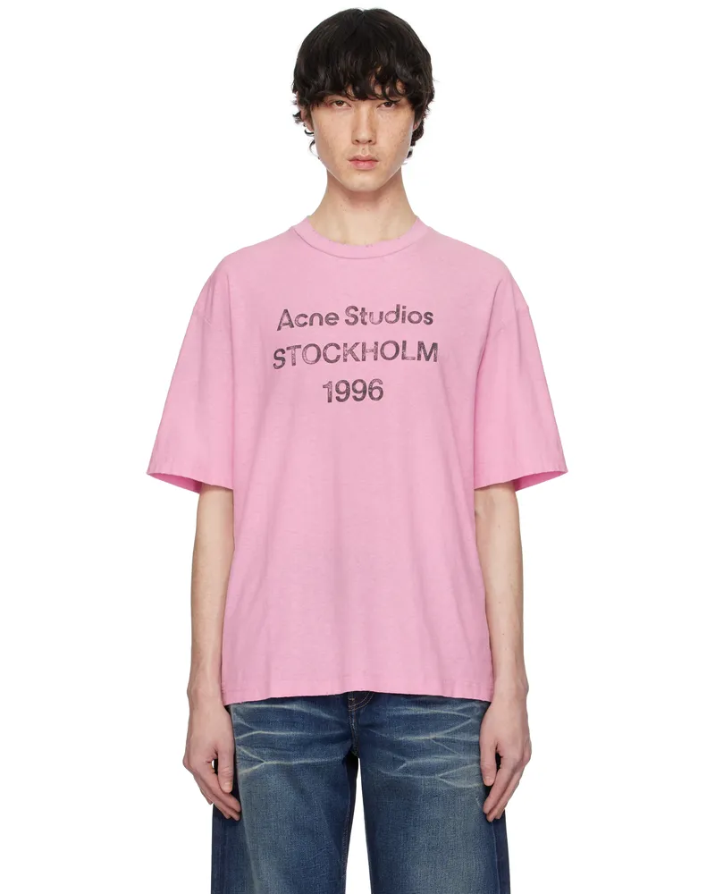 Acne Studios Pink Relaxed Fit Logo T-shirt Djs