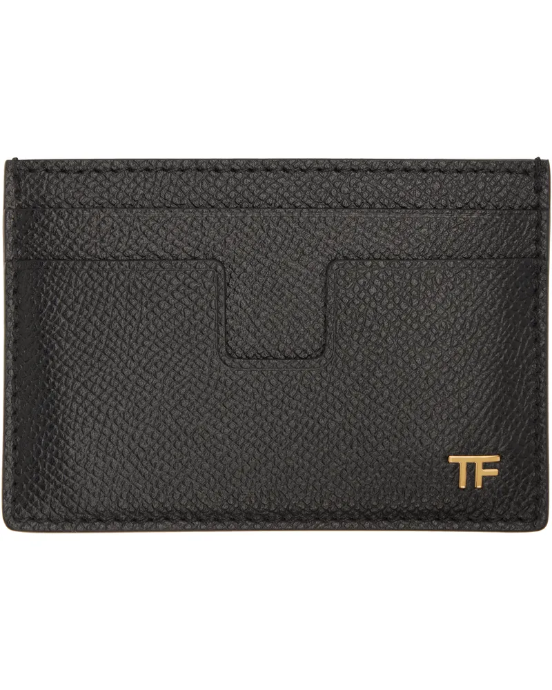 Tom Ford Black Small Grain Leather Classic Card Holder 1n001black