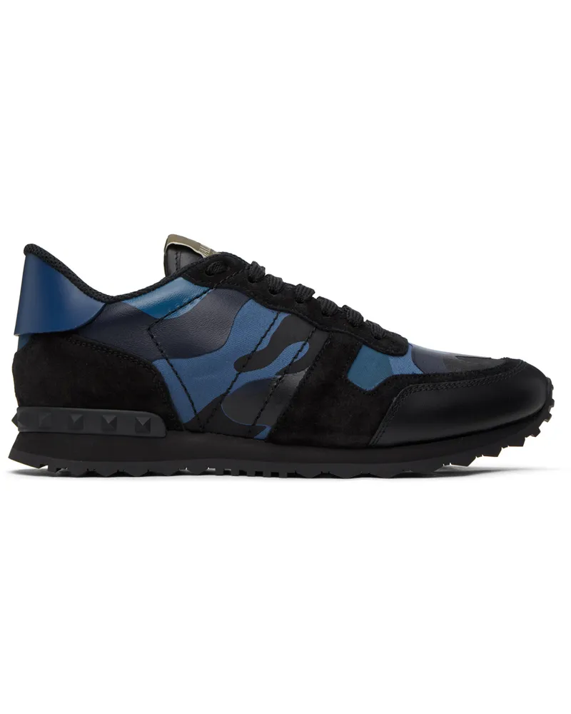 Valentino Garavani Black & Blue Camouflage Rockrunner Sneakers Gs5