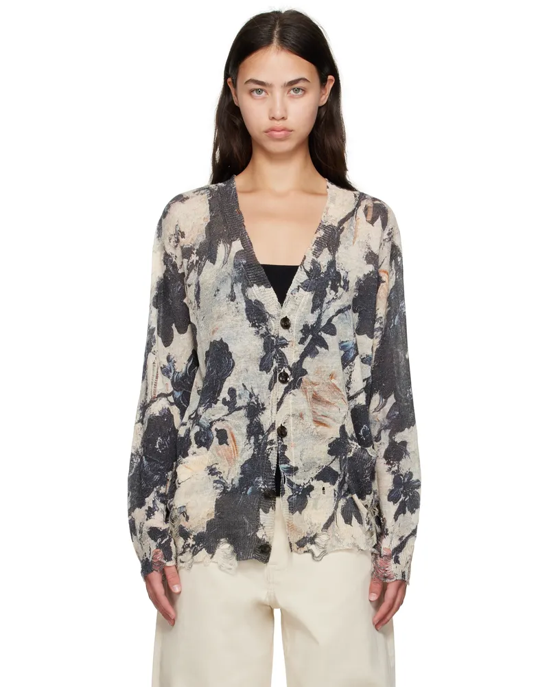 R13 Black & Off-White Boyfriend Cardigan Black