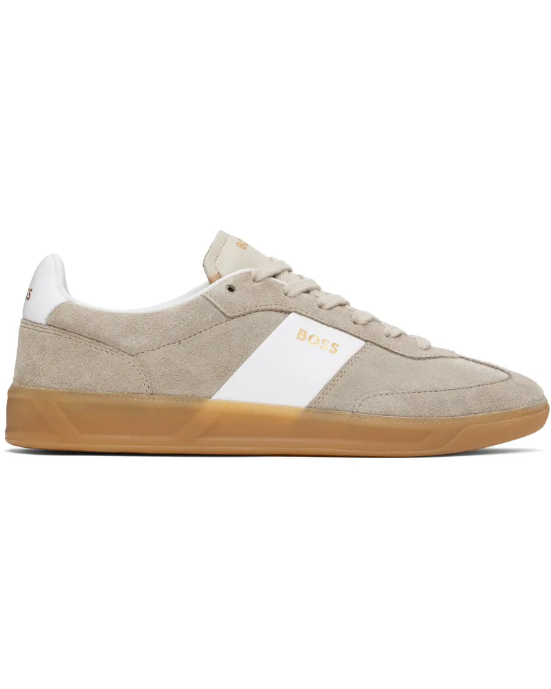 HUGO BOSS Beige Suede Lace-Up Sneakers 260-medium
