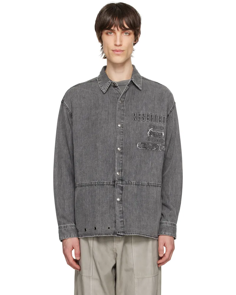 Izzue Black Embroidered Denim Shirt Bkx