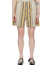 BODE Beige & Orange Namesake Stripe Shorts Ecru