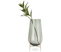 Smoke Glass & Brass Medium Échasse Vase