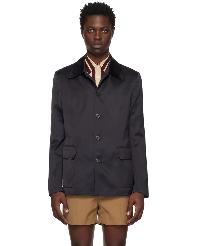 Dries van Noten Navy Spread Collar Jacket 509