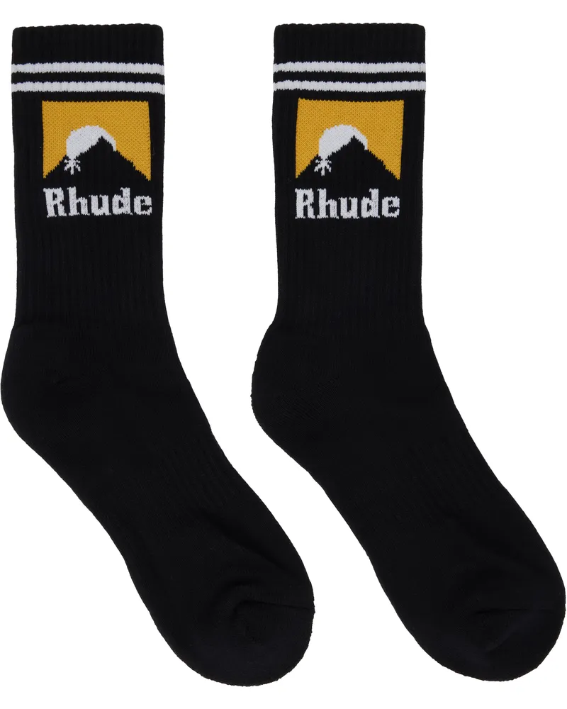 RHUDE Black Moonlight Socks Black