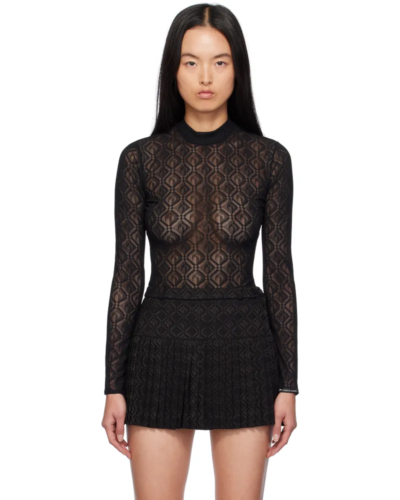 Marine Serre Black Moon Diamond Mesh Second Skin Top Bk99