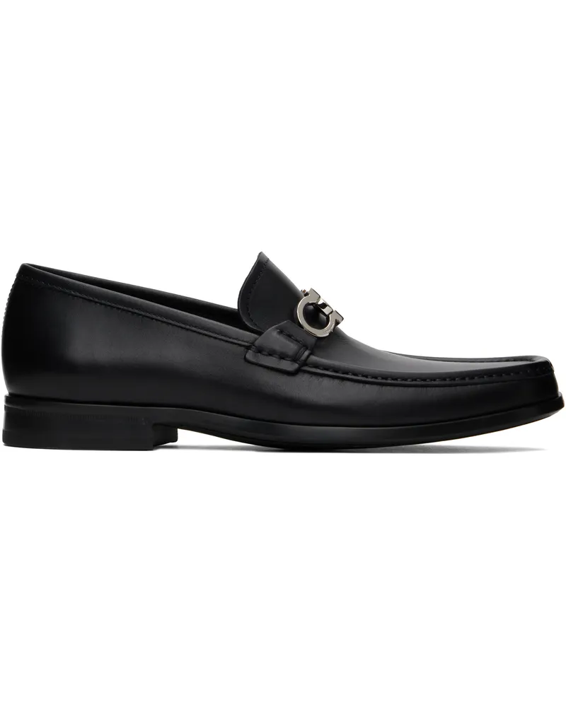 Ferragamo Black Reversible Gancini Ornament Loafers Nero