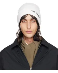 Acne Studios Off-White Embroidered Beanie Aeg