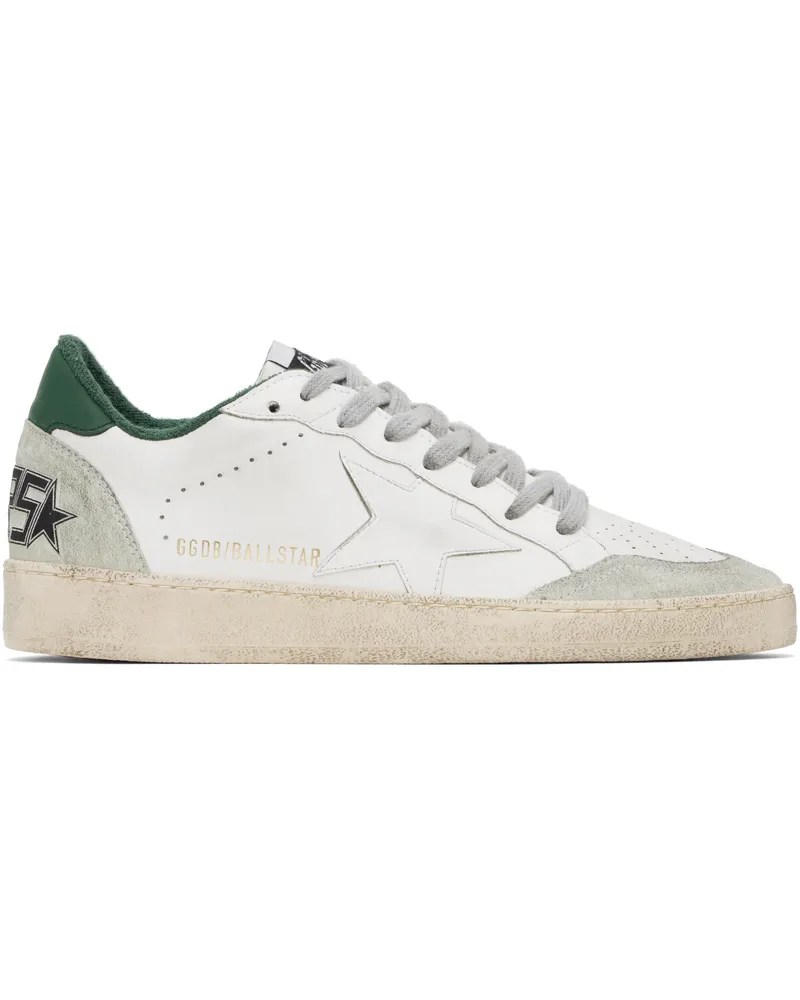Golden Goose White & Green Ball Star Sneakers White