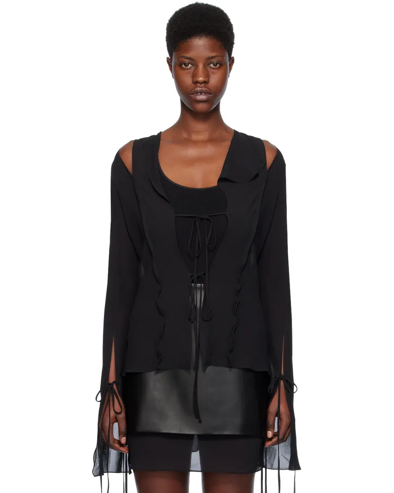 Olēnich Black Ruffled Blouse Black