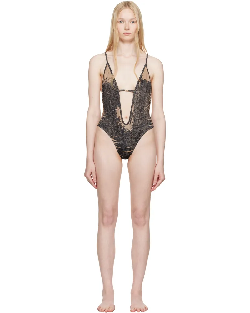 Diesel Brown & Black Daisy-Dnm Swimsuit E3317