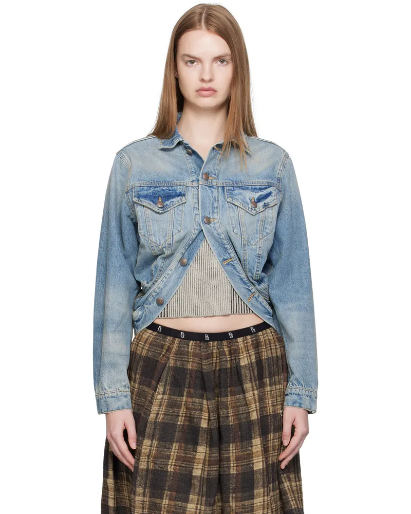 R13 Blue Wrap Around Denim Trucker Jacket Merrin