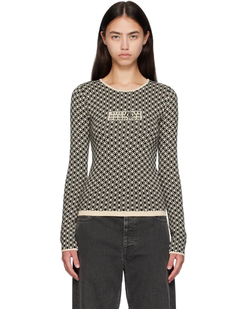 Maison Margiela Beige & Black Allover Check Sweater 001j