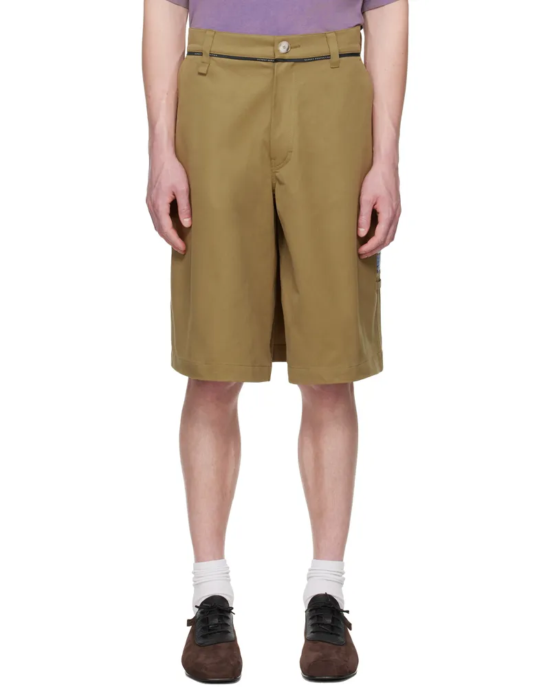 Martine Rose Khaki Twisted Skate Shorts Beige