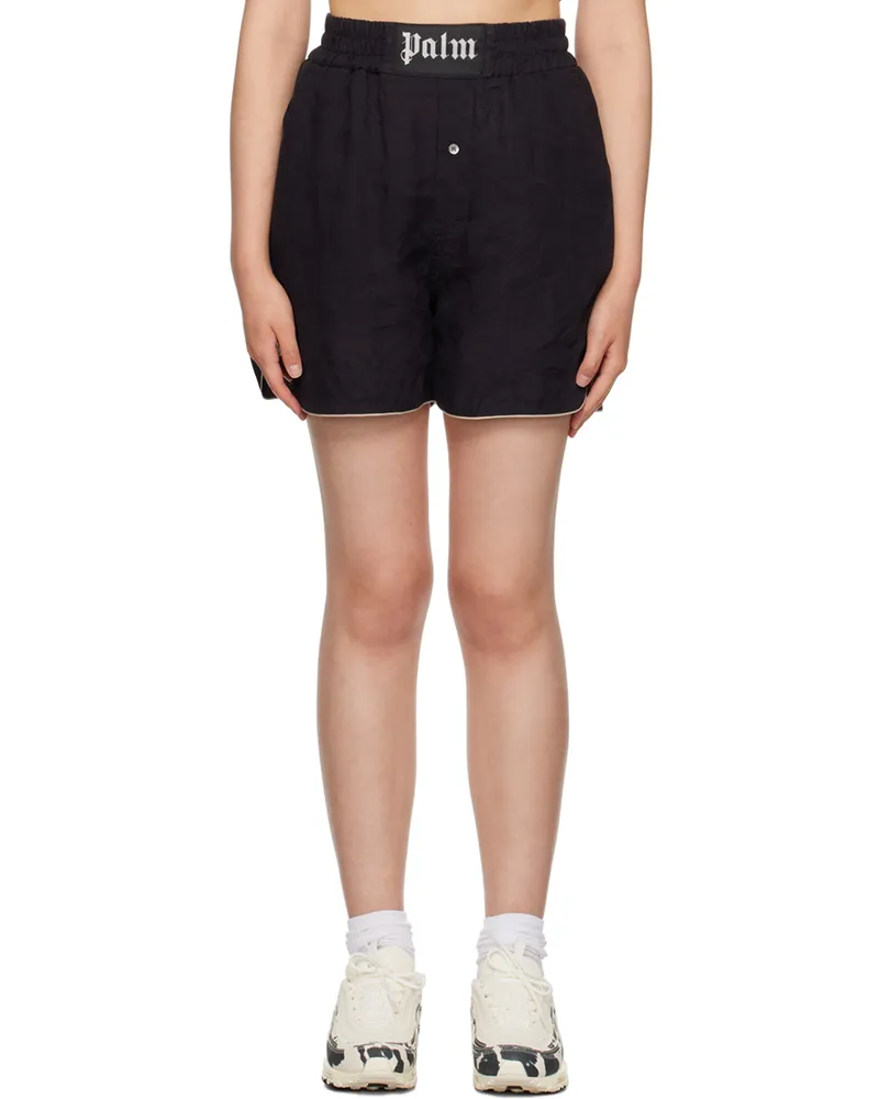 Palm Angels Black Button Shorts Black