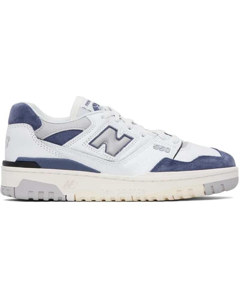 New Balance White & Blue 550 Sneakers White