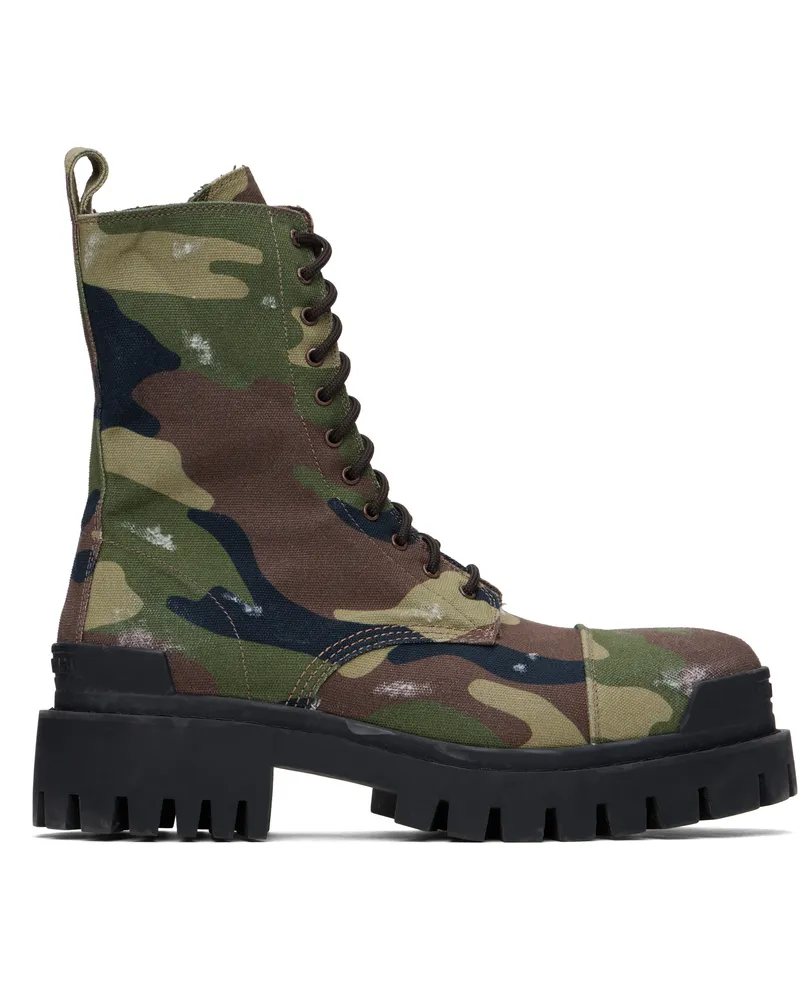 Balenciaga Khaki Strike Boots Dark