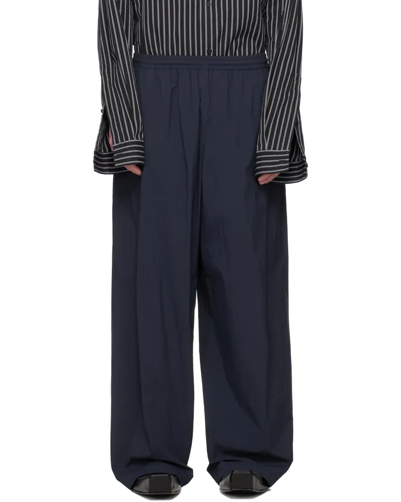 Balenciaga Navy Nylon Track Pants 8065