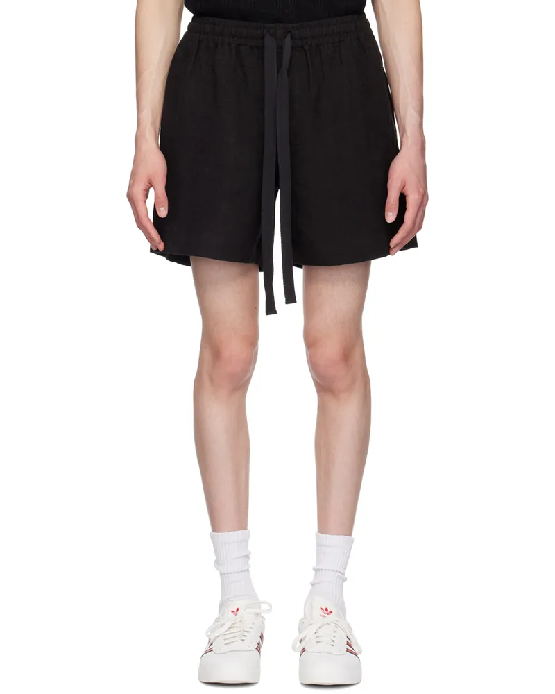 COMMAS Black Linen Lounge Shorts Black