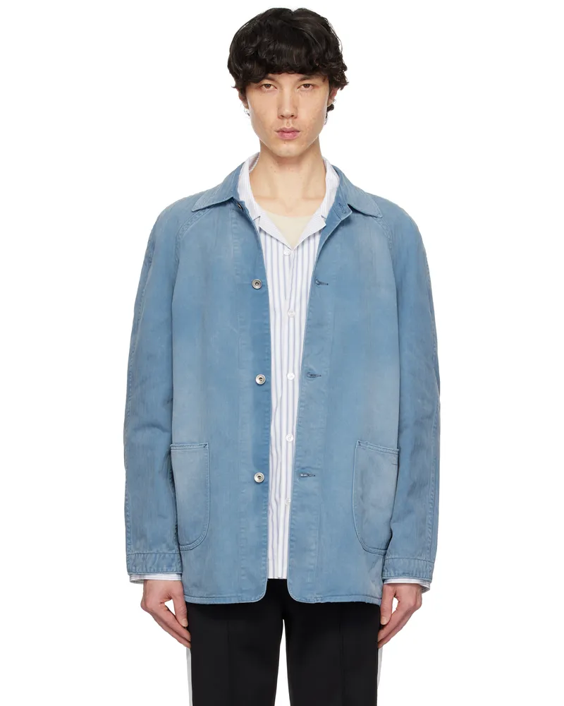 Maison Margiela Blue Distressed Caban Denim Jacket 961