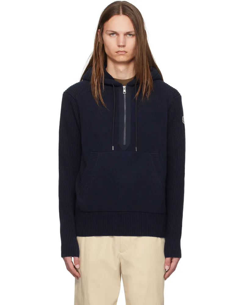 Moncler Navy Wool & Cashmere Hoodie 745