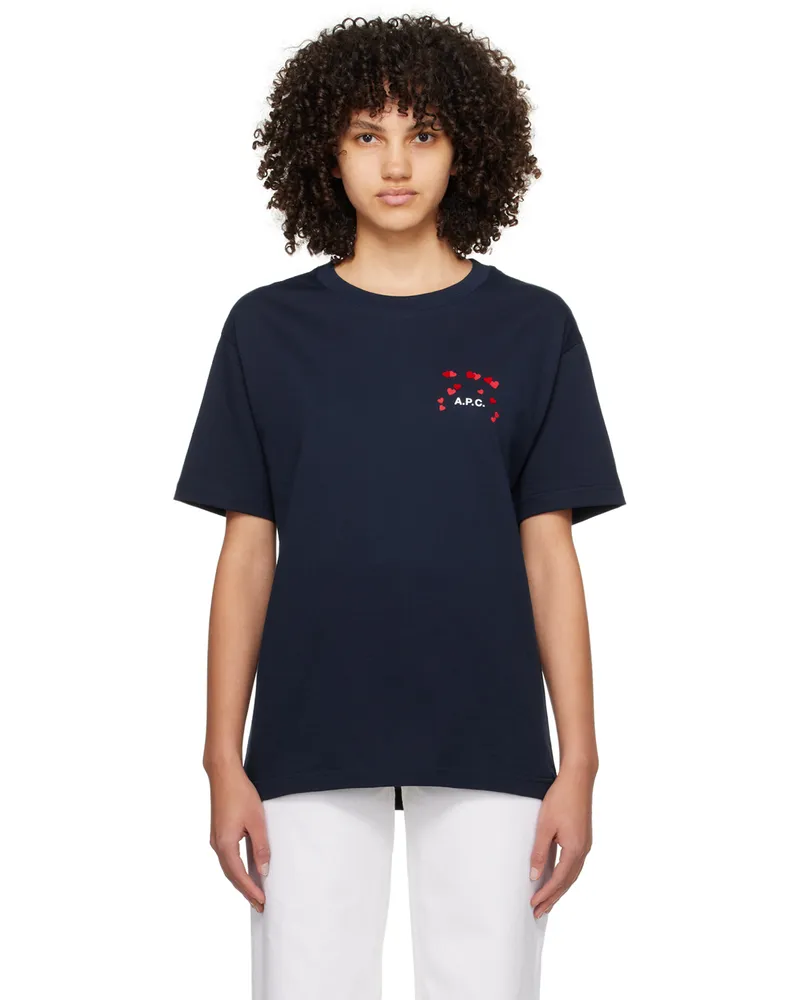 A.P.C. Navy Hearts T-Shirt Iak