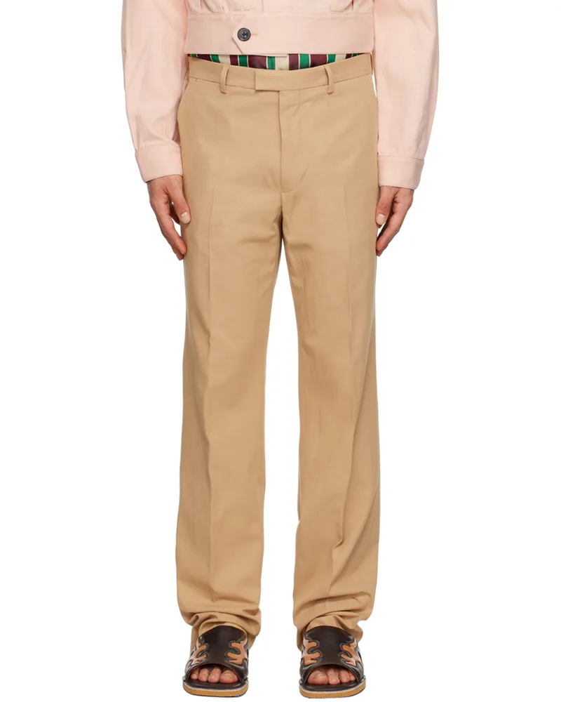 Dries van Noten Tan Creased Trousers 101