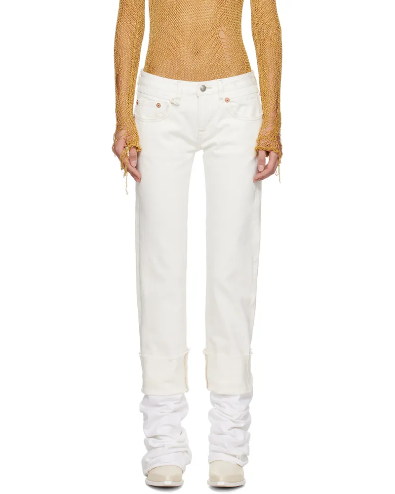R13 White Cuffed Boy Jeans Sutton