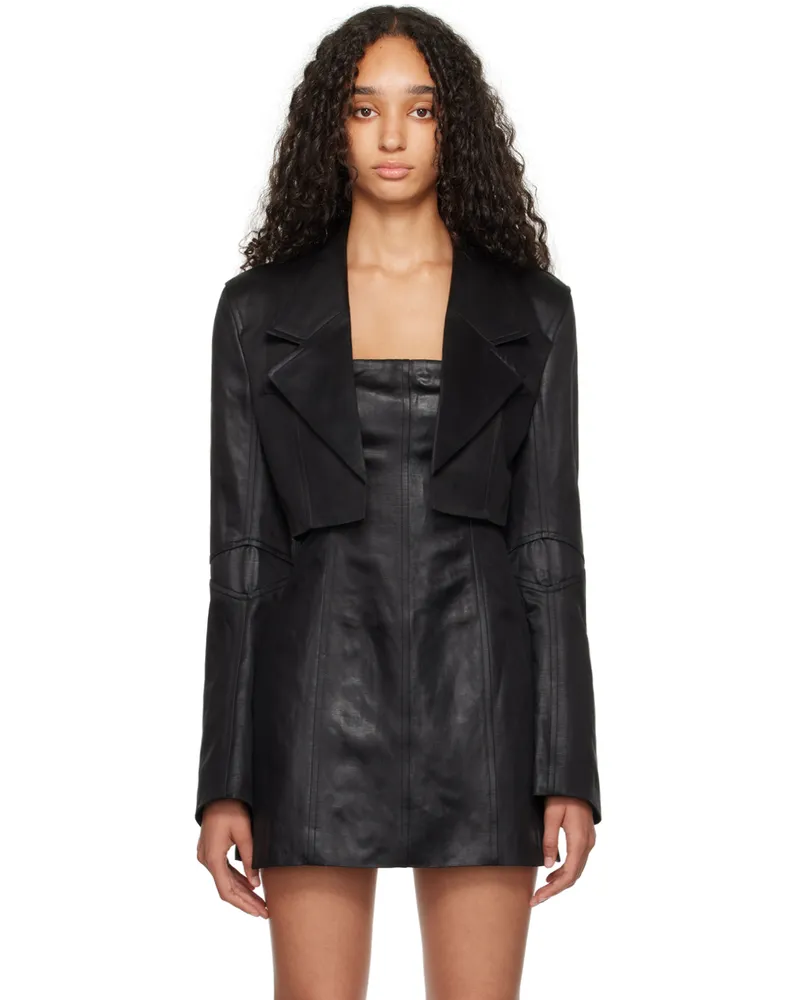 Alexander Wang Black Linen Chintz Cropped Blazer 001
