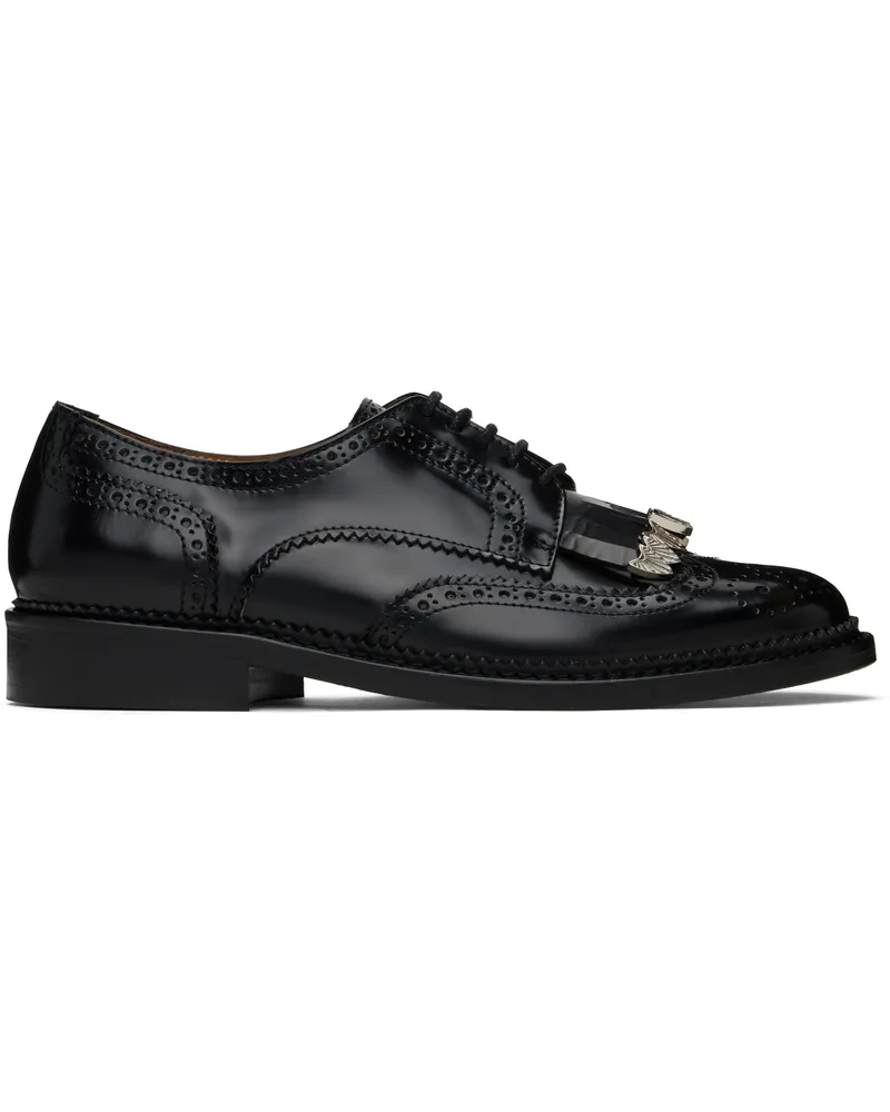 Toga Black Polished Leather Derbys Black