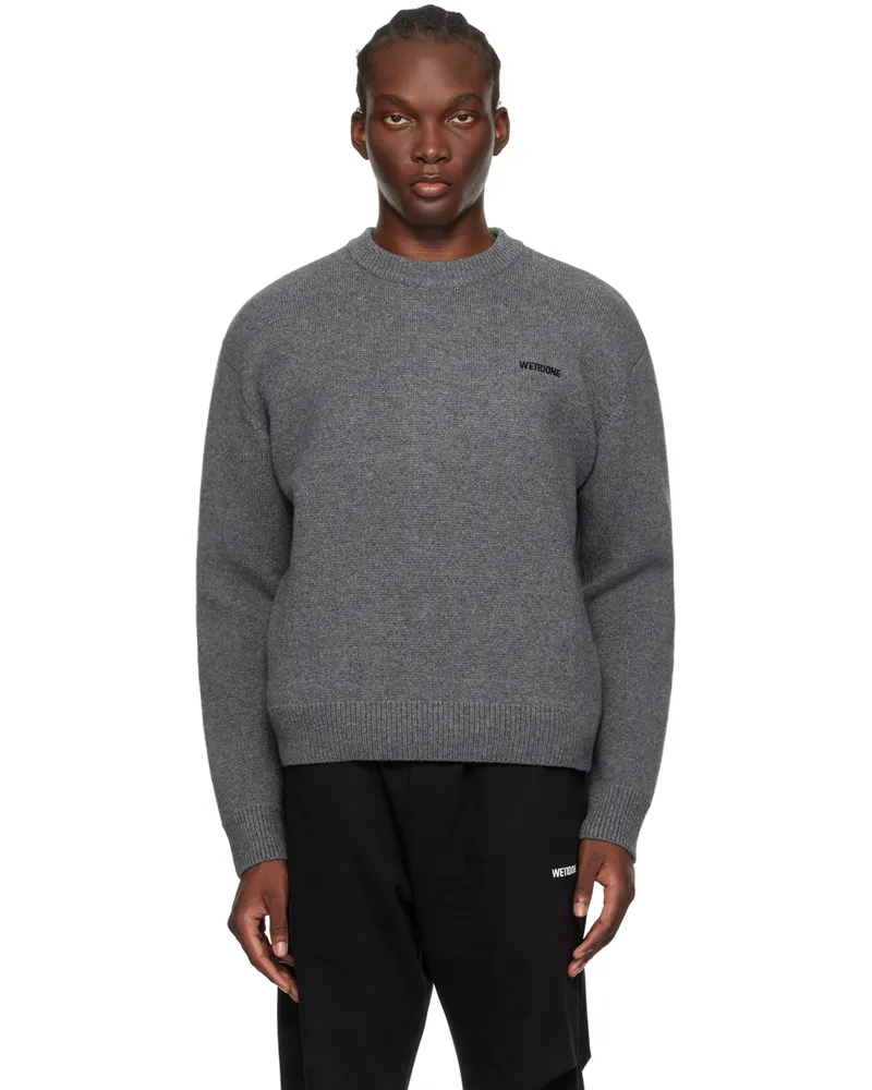 WE 11 DONE Gray Embroidered Sweater Charcoal