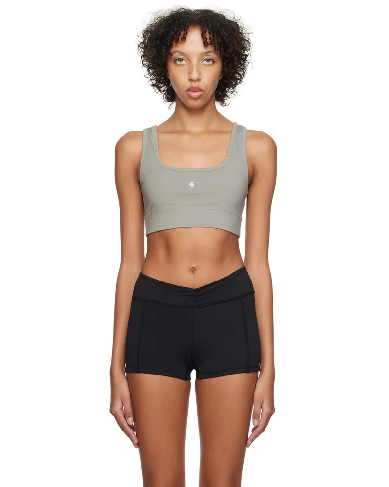 Anine Bing Gray Renae Sports Bra Dark