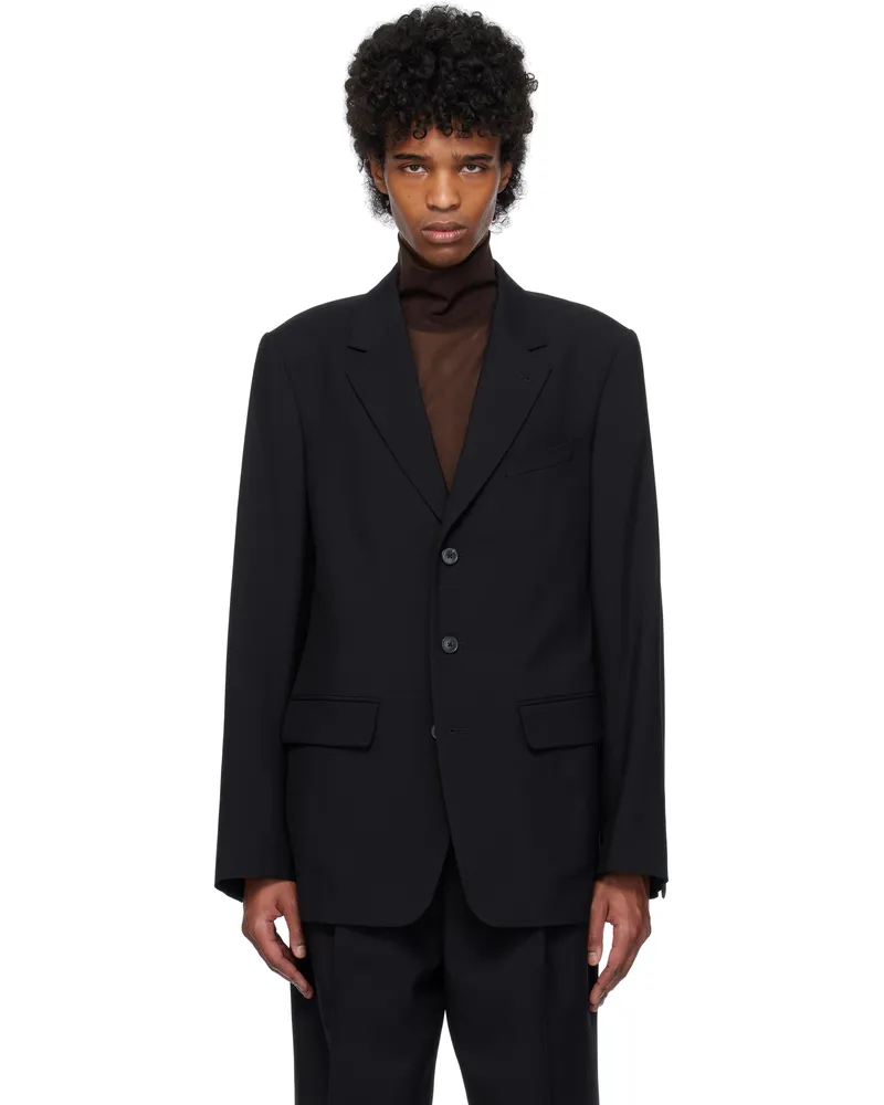 Dries van Noten Black Wool Twill Blazer 900