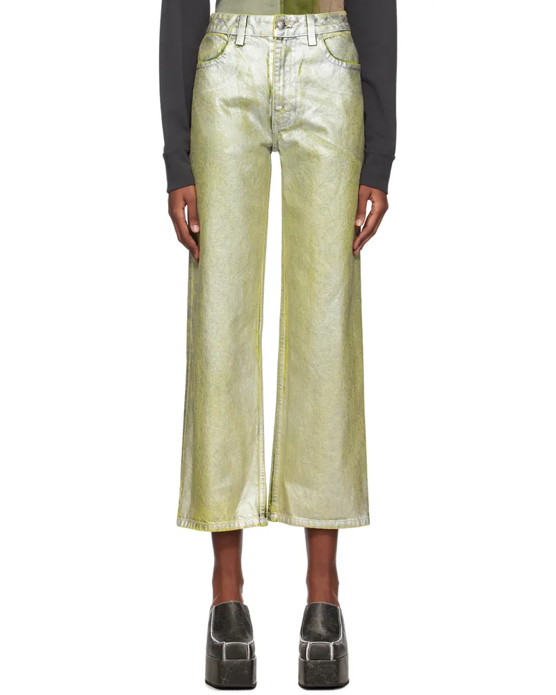 Eckhaus Latta Silver & Yellow Wide-Leg Jeans Sterling